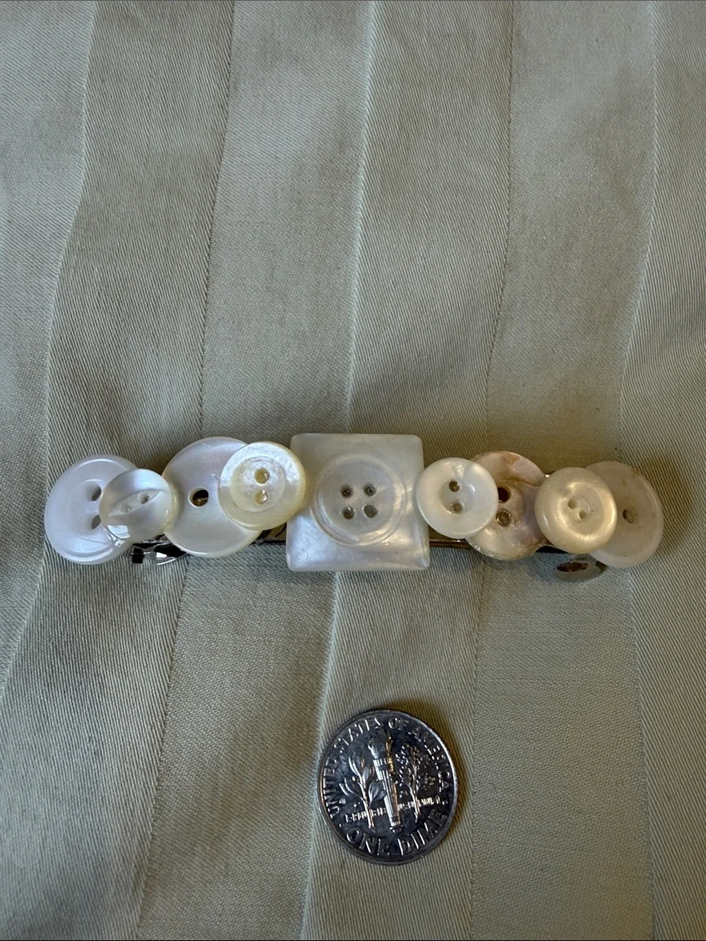 Pearl Button Barrette Hair Clip